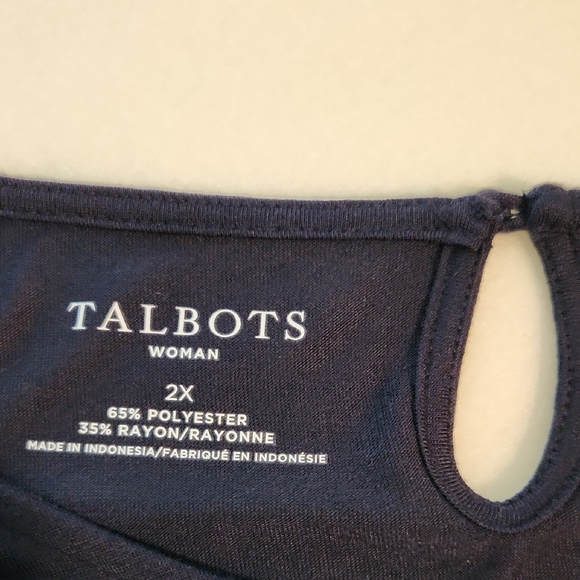 Talbots Navy Pleated Hem Blouse - Picture 2 of 5